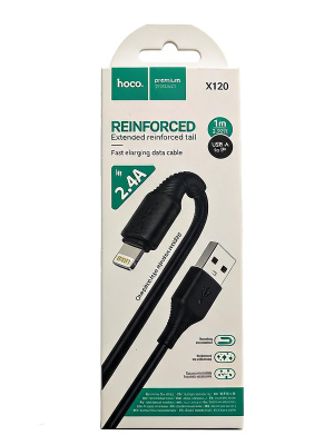 Кабель Hoco X120 Lightning Black (100см)